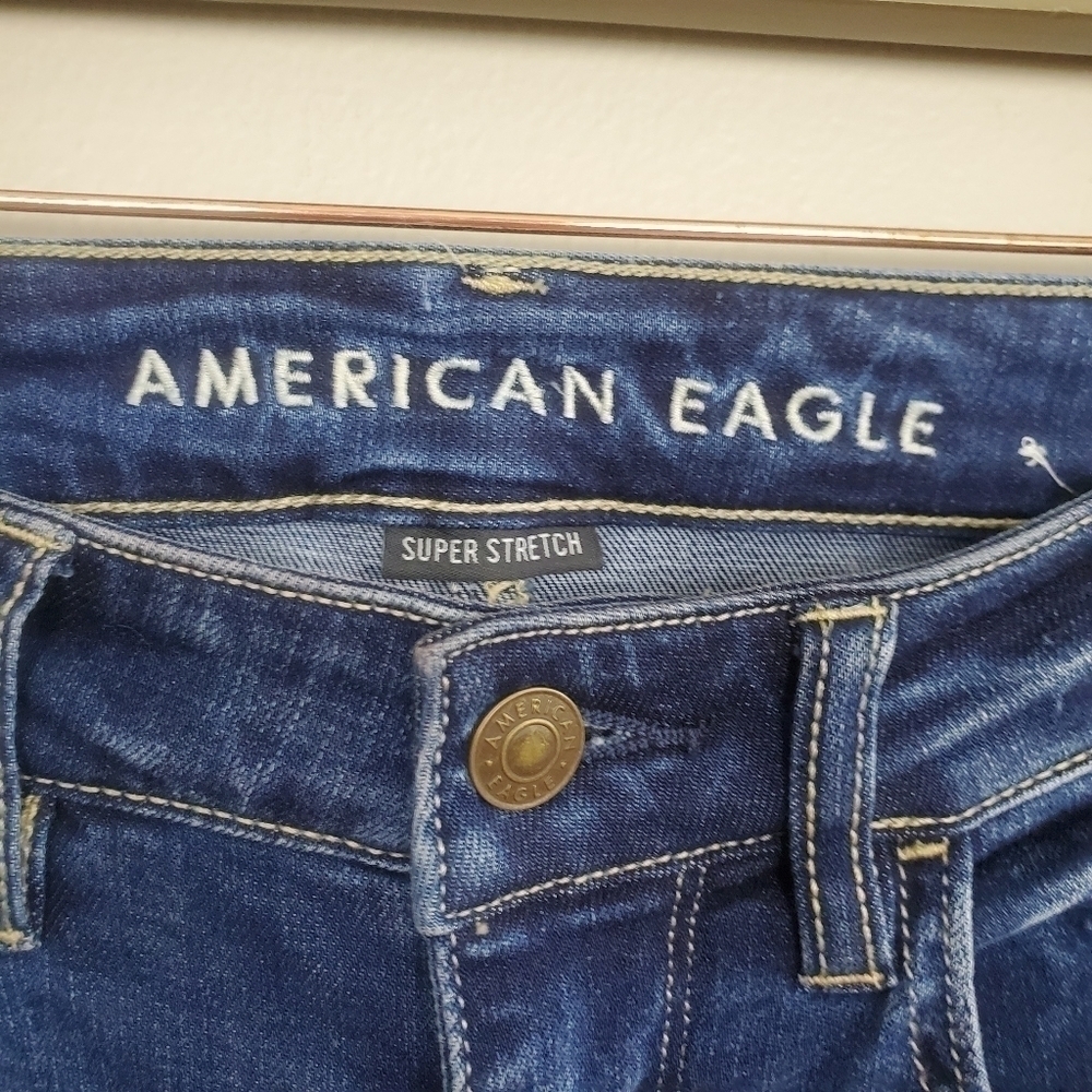 AE 2 American Eagle Skinny Jeans Super Hi Rise Jegging Ripped Distressed Stretch - Picture 3 of 12